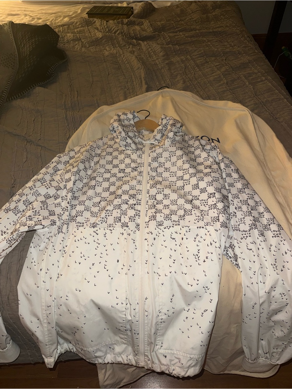 Louis Vuitton White and Black Printed Zip Windbreaker